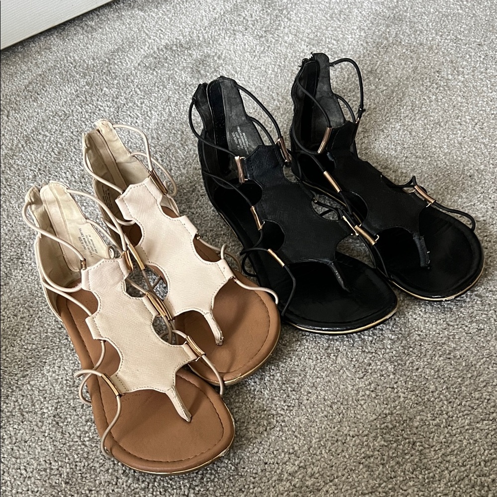 Madeline Stuart Black and Tan Women's Sandals